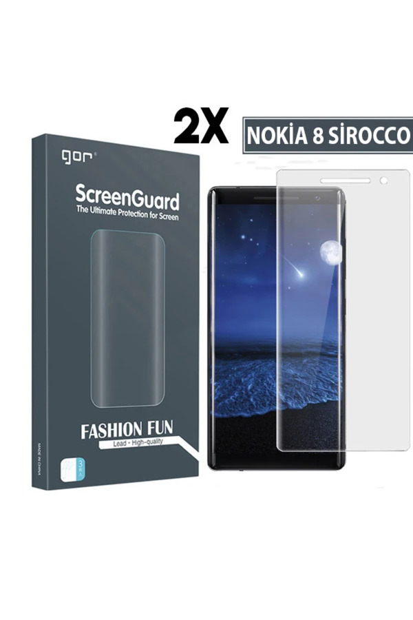 Ethab Giyim Gor Nokia 8 Sirocco 3D Kavisli Full Darbe Emici Ekran Koruyucu 2 Adet Set-(5775) - Glst7003-6967
