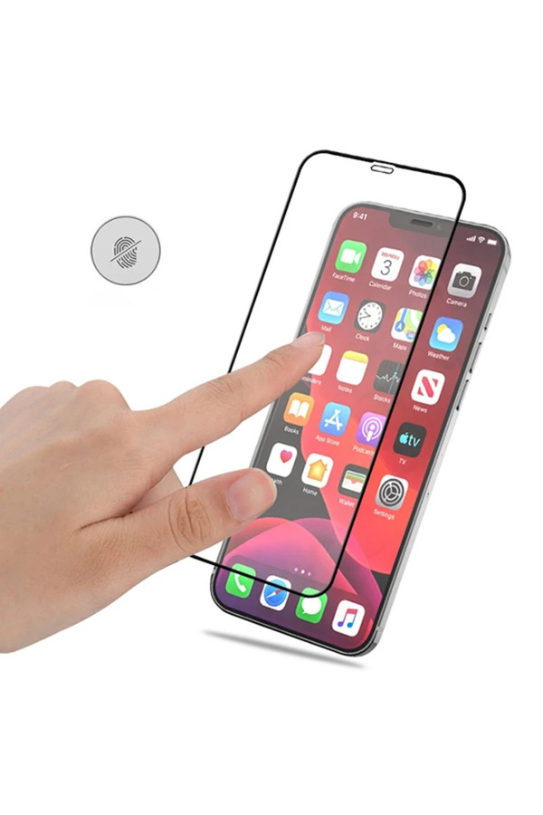 Geneloem İphone 12/ 12 Pro 6.1 Full Glue Tempered Cam Ekran Koruyucu Full Kaplama-(5775) - Korbx8462-8650
