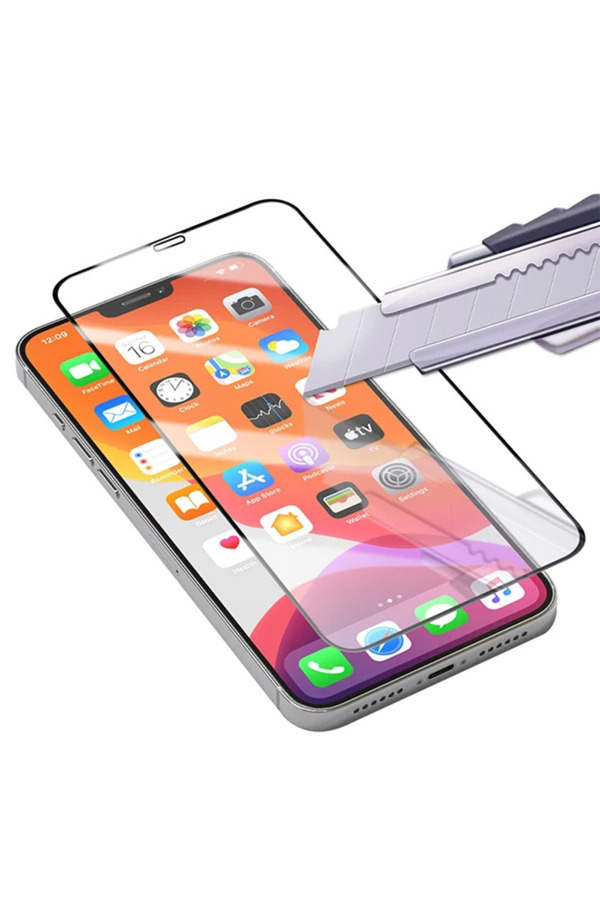 Geneloem İphone 12/ 12 Pro 6.1 Full Glue Tempered Cam Ekran Koruyucu Full Kaplama-(5775) - Korbx8462-8650