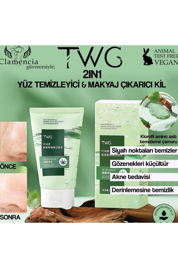 Twg Clamencia Twg 2 İn 1 Yüz Temizleme Ve Makyaj Çıkarıcı Kil Çamurlu Jel 100Gr