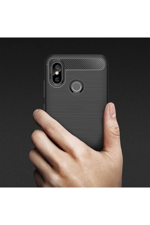 Ethab Giyim Mi 8 Dark Ultra Koruma Karbon Fiber Doku Silikon Kılıf-(5775) - Glst1028-7482