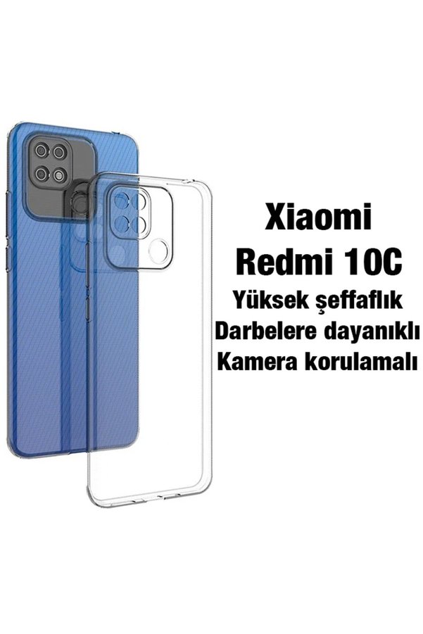 Ally Xi̇aomi̇ Redmi̇ 10C Kılıf Kamera Korumalı Ultra İnce Şeffaf Si̇li̇kon Kıl - Dropx7410-5745