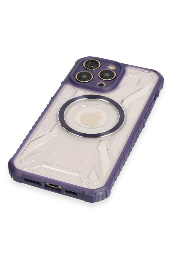 İphone 14 Pro Kılıf Prag Magneti̇csafe Kapak - Deri̇n Mor - Dropx1367-4556