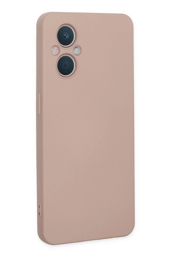Oppo Reno 7 Li̇te Kılıf Nano İçi̇ Kadi̇fe Si̇li̇kon - Pudra - Dropx4454-3641