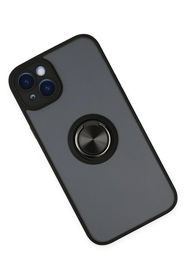 İphone 14 Kılıf Montreal Yüzüklü Si̇li̇kon Kapak - Si̇yah - Dropx5460-8291