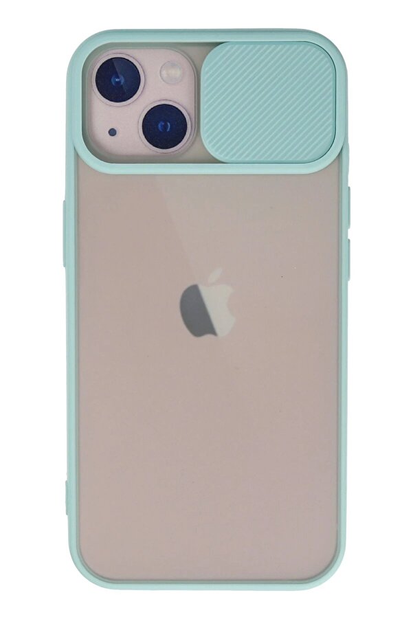 CepteToptan iPhone 13 Kılıf Palm Buzlu Kamera Sürgülü Silikon - Turkuaz - DROPX1359-7625