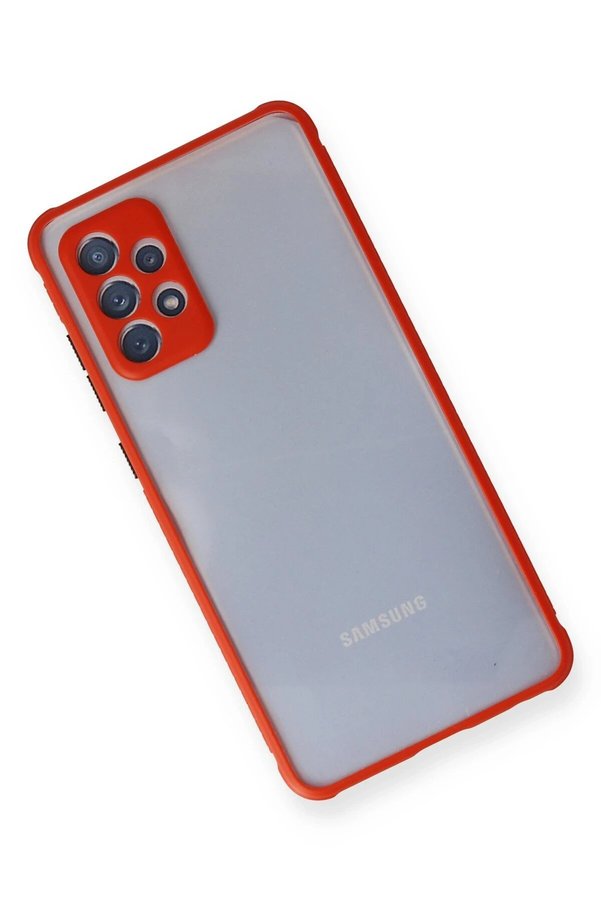 Samsung Galaxy A72 Kılıf Mi̇ami̇ Şeffaf Si̇li̇kon - Kırmızı - Dropx1967-6426