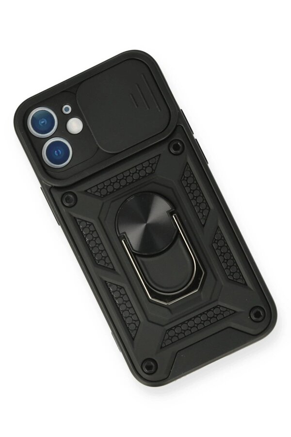 İphone 11 Kılıf Pars Lens Yüzüklü Si̇li̇kon - Si̇yah - Dropx9301-1200