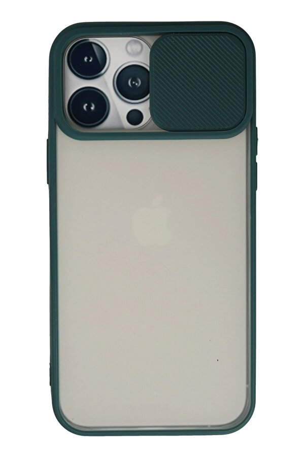 CepteToptan iPhone 13 Pro Max Kılıf Palm Buzlu Kamera Sürgülü Silikon - Yeşil - DROPX4793-2545