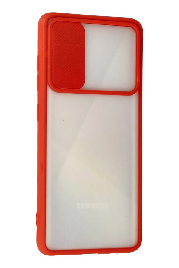 Samsung Galaxy A71 Kılıf Palm Buzlu Kamera Sürgülü Si̇li̇kon - Kırmızı - Dropx5763-4019