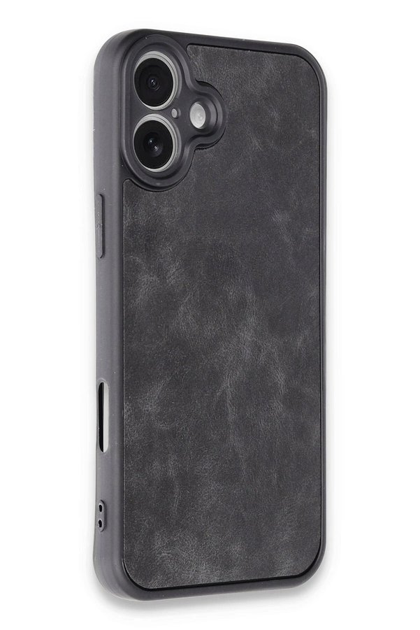 İphone 16 Plus Kılıf Aras Deri̇ Kapak - Si̇yah - Dropx7175-2205
