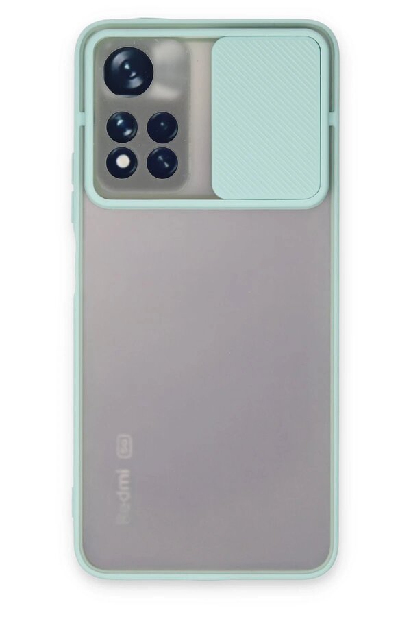 CepteToptan Xiaomi Redmi Note 11T Kılıf Palm Buzlu Kamera Sürgülü Silikon - Turkuaz - DROPX8401-5621