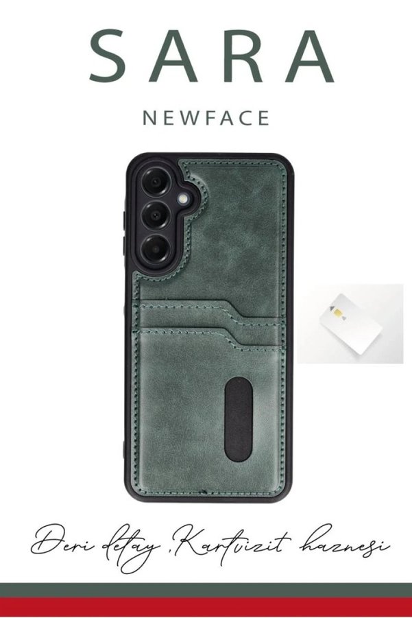 Samsung Galaxy A06 Kılıf Sara Kartvi̇zi̇tli̇ Deri̇ Kılıf - Koyu Yeşi̇l - Dropx3360-4528