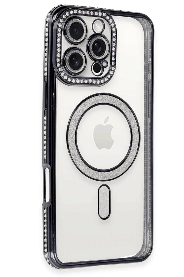 CepteToptan iPhone 16 Pro Max Kılıf Joke Simli Magneticsafe Kılıf - Siyah - DROPX9220-3603