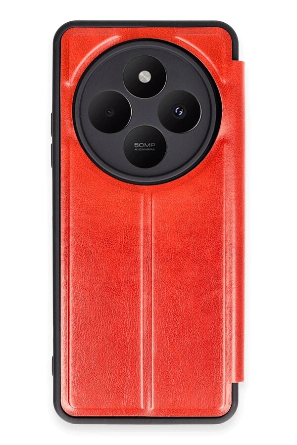 CepteToptan Xiaomi Redmi 14C Kılıf Flip Cover - Kırmızı - DROPX4437-7771