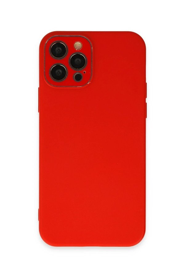CepteToptan iPhone 12 Pro Max Kılıf Lansman Glass Kapak - Kırmızı - DROPX9736-5763