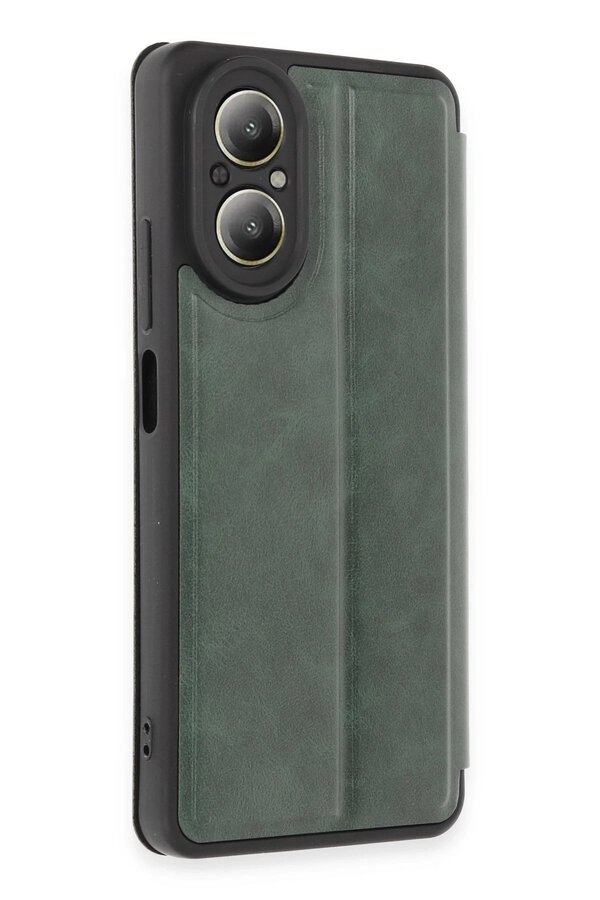Realme 12 Li̇te Kılıf Fli̇p Cover - Koyu Yeşi̇l - Dropx8964-1572