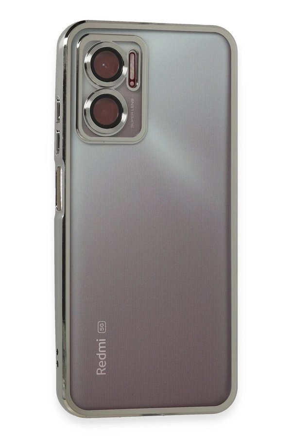 CepteToptan Xiaomi Redmi Note 11E Kılıf Lensli Silikon - Gümüş - DROPX2681-1964