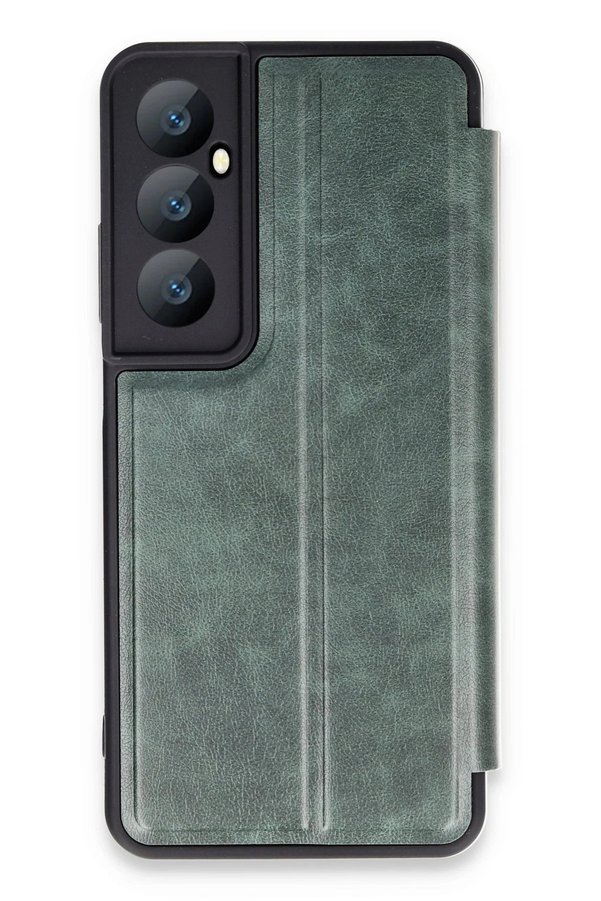 CepteToptan Realme C65 Kılıf Flip Cover - Koyu Yeşil - DROPX1948-7453