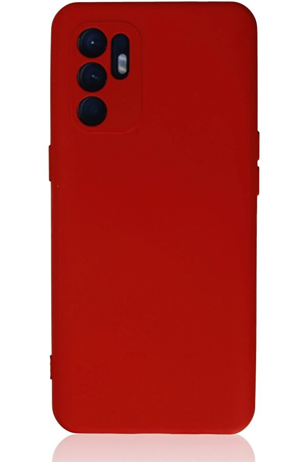 CepteToptan Oppo Reno 6 Kılıf Nano içi Kadife Silikon - Kırmızı - DROPX7429-3811