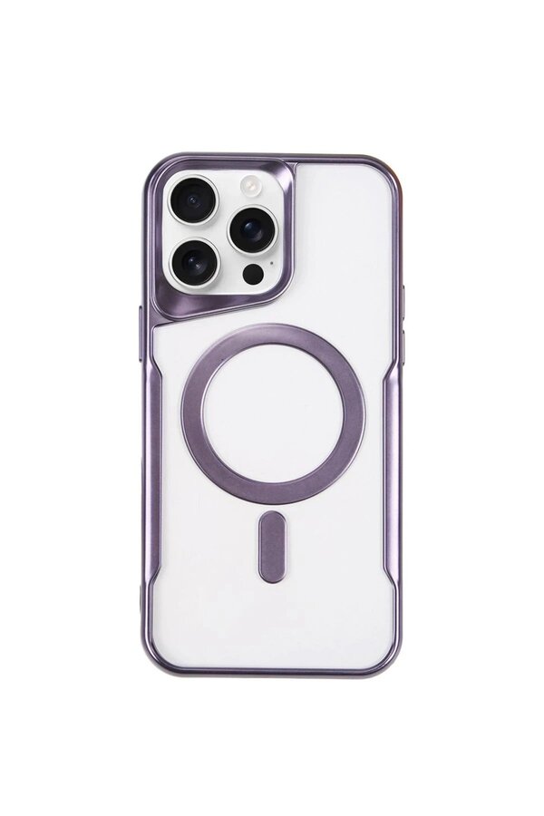 CepteToptan iPhone 15 Pro Max Kılıf Boyi Magsafe Silikon Kapak - Derin Mor - DROPX2144-5146
