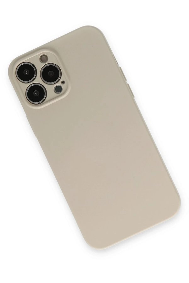 İphone 13 Pro Kılıf Nano İçi̇ Kadi̇fe Si̇li̇kon - Bej - Dropx9782-3488