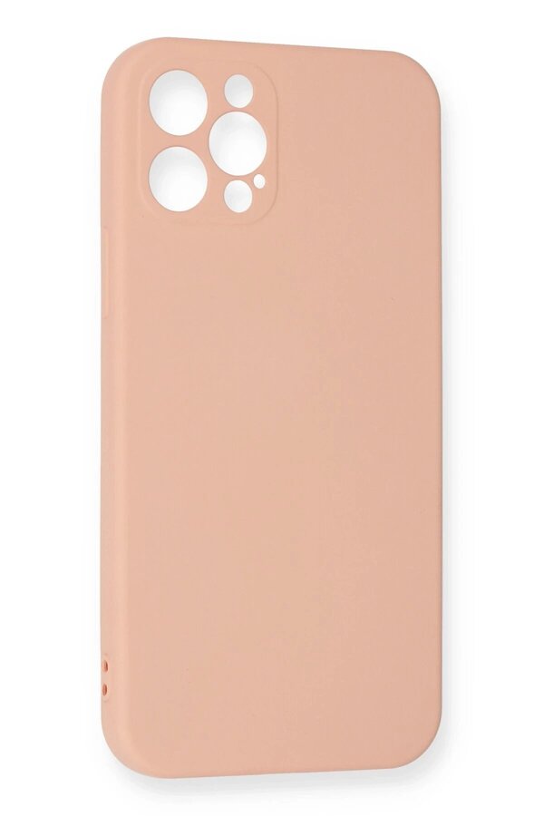 İphone 12 Pro Max Kılıf Nano İçi̇ Kadi̇fe Si̇li̇kon - Pudra - Dropx6354-6247