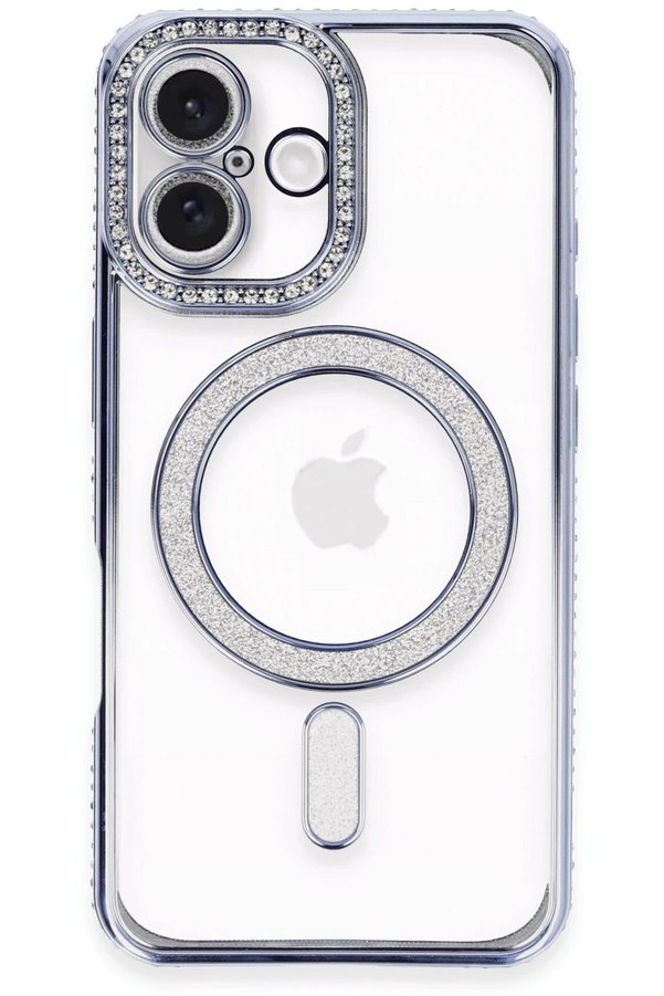 CepteToptan iPhone 16 Plus Kılıf Joke Simli Magneticsafe Kılıf - Mavi - DROPX6608-2634