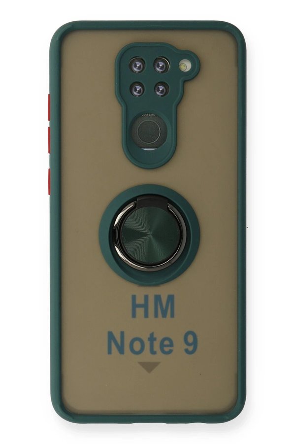CepteToptan Xiaomi Redmi Note 9 Kılıf Montreal Yüzüklü Silikon Kapak - Yeşil - DROPX9837-5993