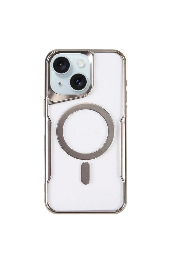 CepteToptan iPhone 15 Plus Kılıf Boyi Magsafe Silikon Kapak - Gümüş - DROPX3301-1381
