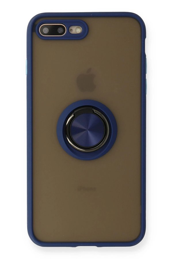 CepteToptan iPhone 7 Plus Kılıf Montreal Yüzüklü Silikon Kapak - Lacivert - DROPX4816-2617