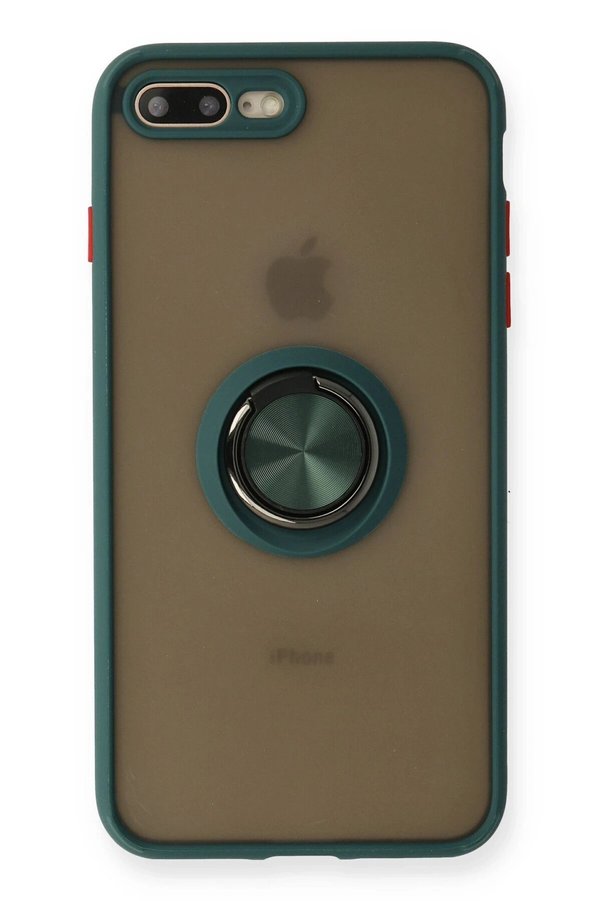 CepteToptan iPhone 7 Plus Kılıf Montreal Yüzüklü Silikon Kapak - Yeşil - DROPX4089-8923