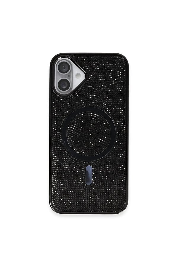CepteToptan iPhone 16 Plus Kılıf Diamond Magsafe Kapak - Siyah - DROPX1997-7869