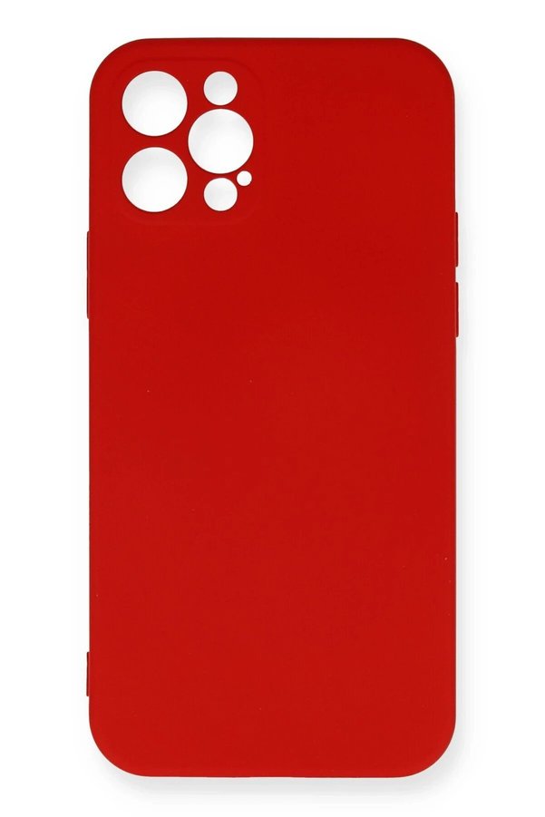 CepteToptan iPhone 12 Pro Max Kılıf Nano içi Kadife Silikon - Kırmızı - DROPX5949-4922