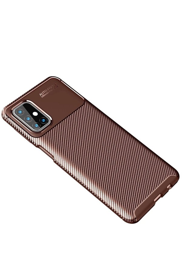 Samsung Galaxy M31S Kılıf Auto Focus Karbon Kapak - Kahverengi̇ - Dropx2781-9364