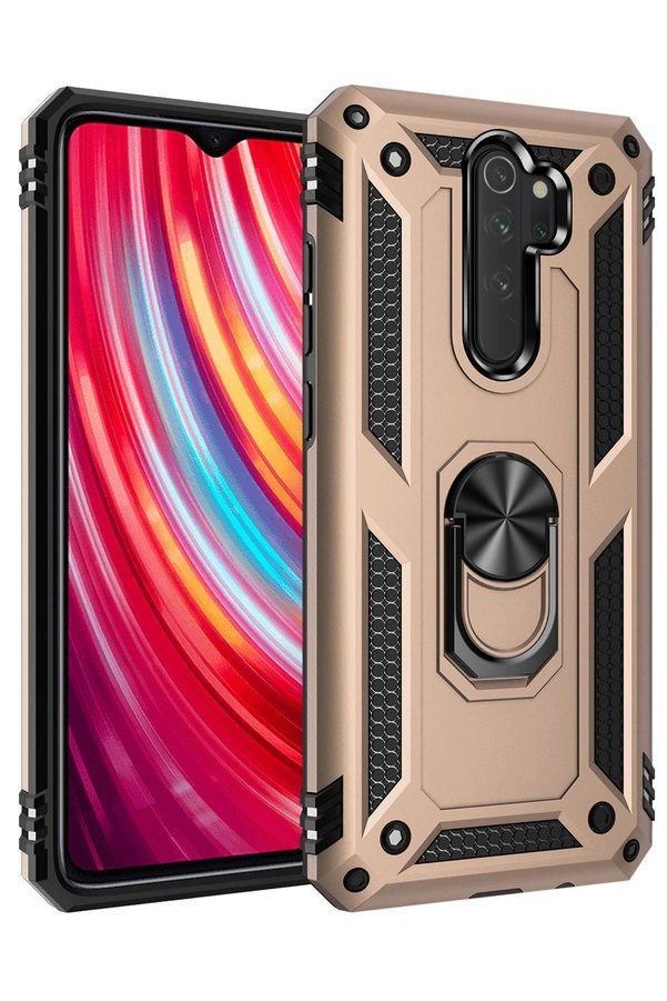 CepteToptan Xiaomi Redmi Note 8 Pro Kılıf Sofya Yüzüklü Silikon Kapak - Gold - DROPX5968-5290