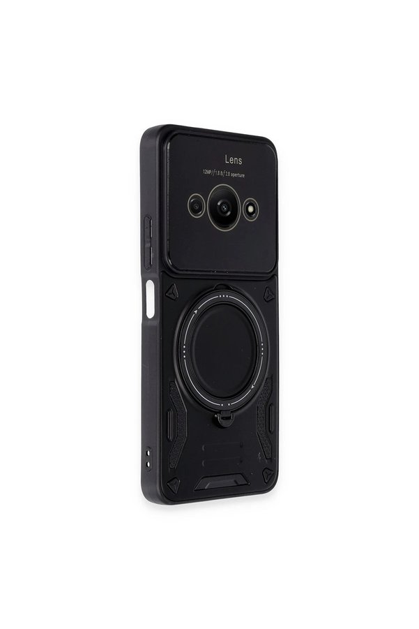 Xi̇aomi̇ Poco C61 Kılıf Joy Lens Standlı Kapak - Si̇yah - Dropx8208-9887