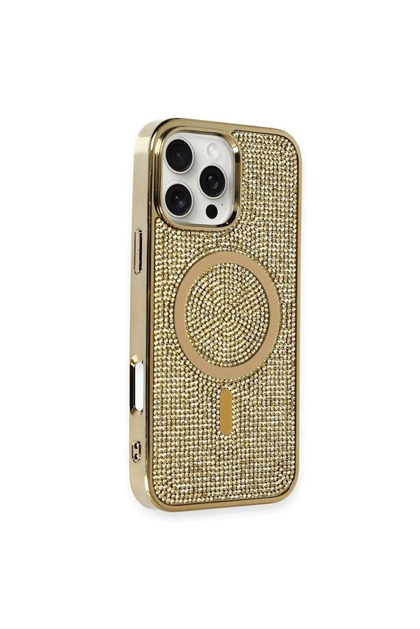 İphone 16 Pro Max Kılıf Di̇amond Magsafe Kapak - Gold - Dropx2398-9833