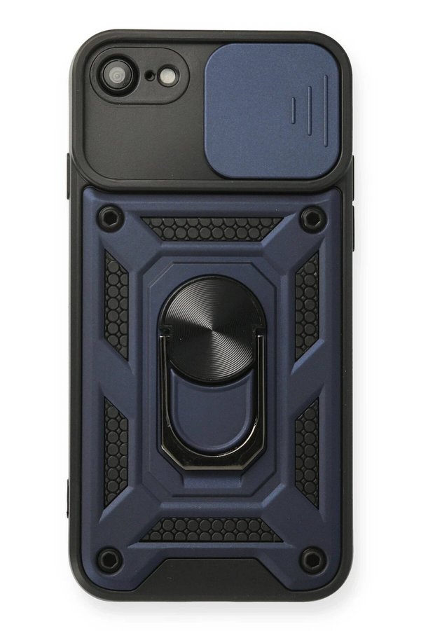 CepteToptan iPhone 7 Kılıf Pars Lens Yüzüklü Silikon - Lacivert - DROPX5221-4225