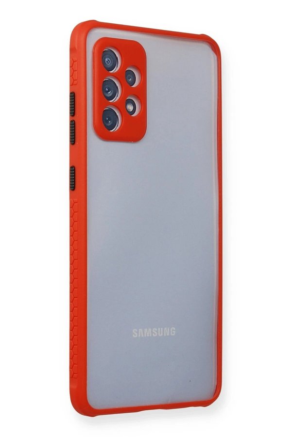 CepteToptan Samsung Galaxy A72 Kılıf Miami Şeffaf Silikon - Kırmızı - DROPX1967-6426