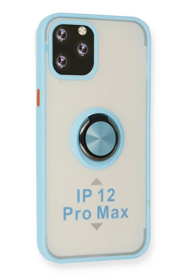 İphone 12 Pro Max Kılıf Montreal Yüzüklü Si̇li̇kon Kapak - Buz Mavi̇ - Dropx7722-6427