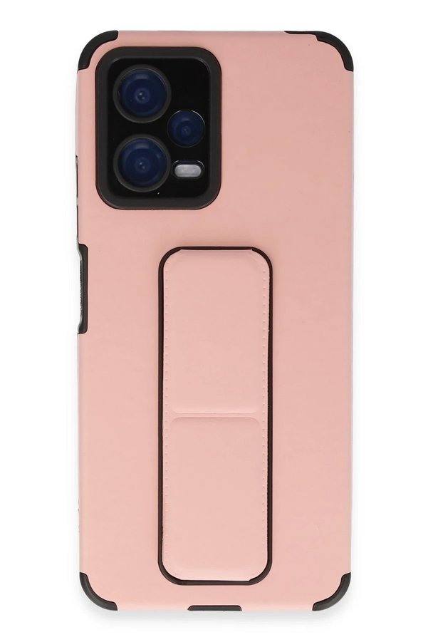 CepteToptan Xiaomi Poco X5 5G Kılıf Mega Standlı Silikon - Pudra - DROPX7773-9161