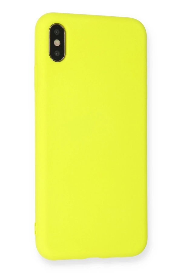 İphone X Kılıf Nano İçi̇ Kadi̇fe Si̇li̇kon - Sarı - Dropx9840-1905