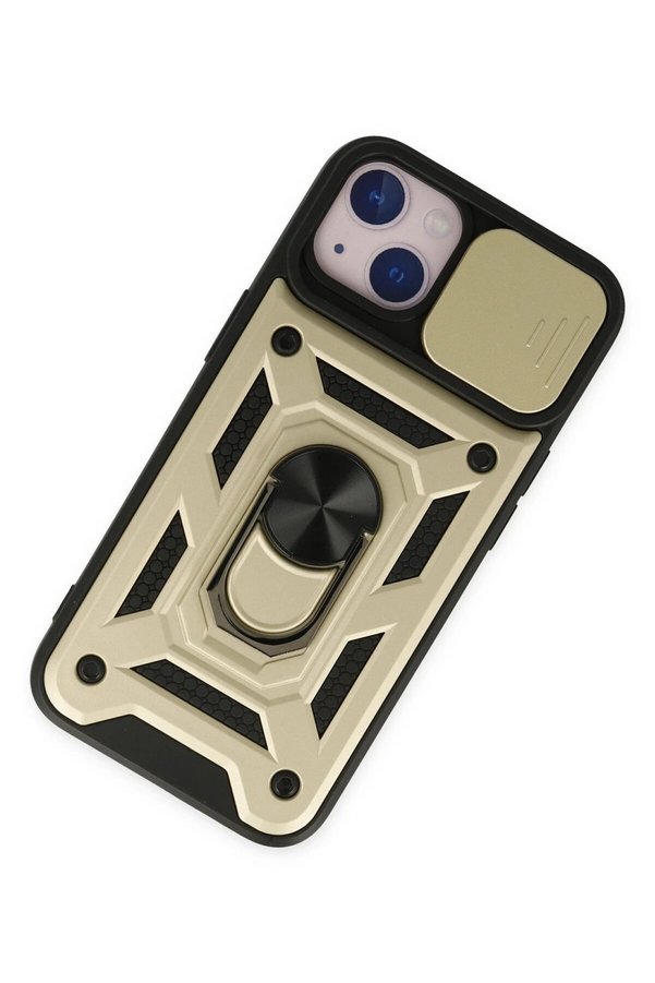 İphone 14 Kılıf Pars Lens Yüzüklü Si̇li̇kon - Gold - Dropx9231-3621