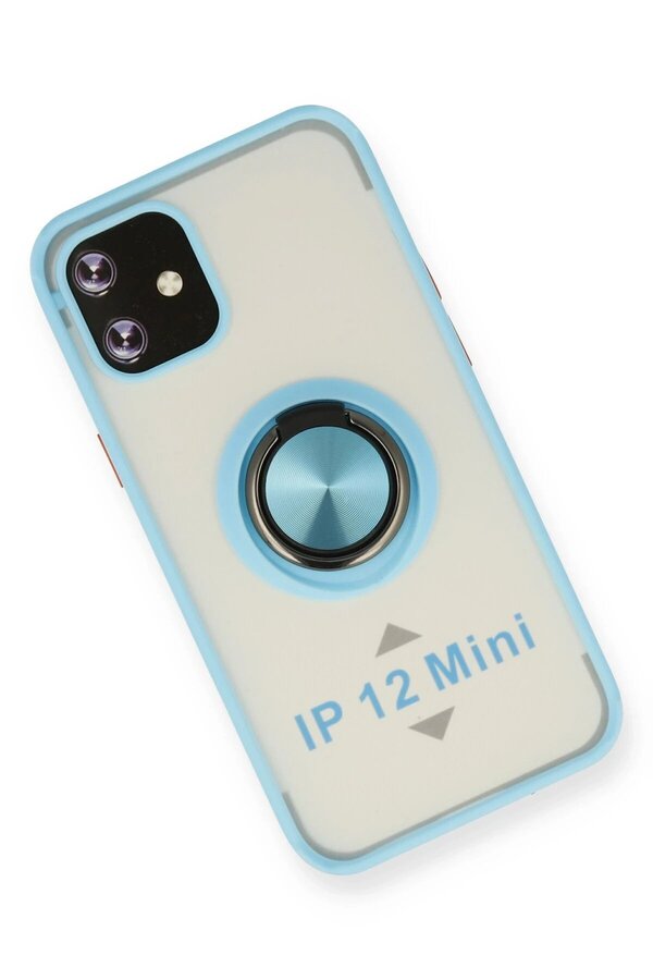 İphone 12 Mi̇ni̇ Kılıf Montreal Yüzüklü Si̇li̇kon Kapak - Buz Mavi̇ - Dropx1864-7407