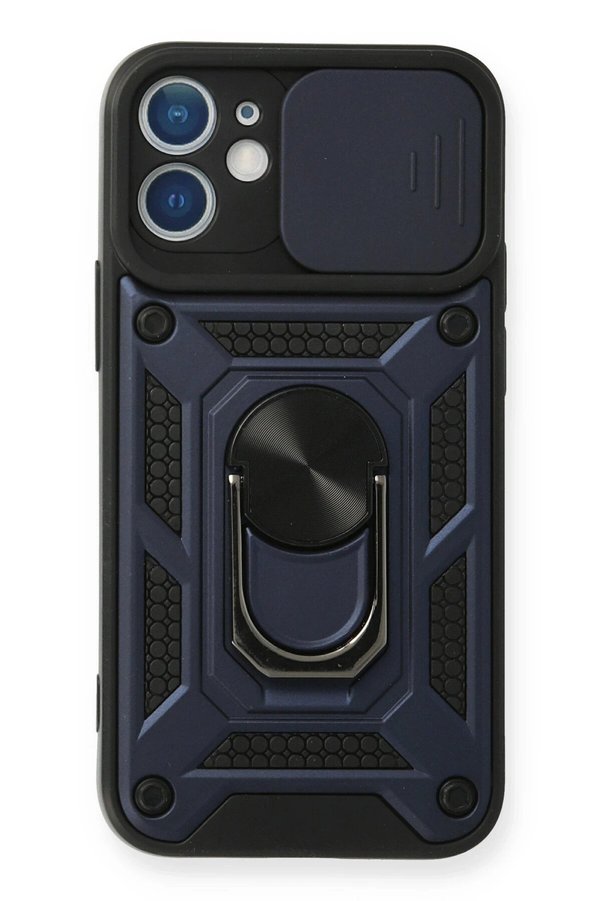 CepteToptan iPhone 11 Kılıf Pars Lens Yüzüklü Silikon - Lacivert - DROPX8337-8177