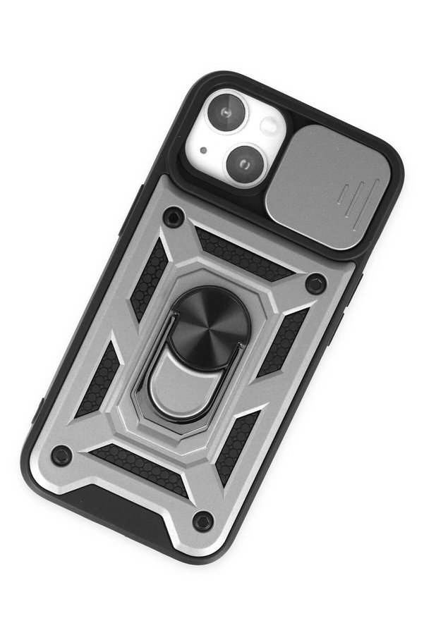 İphone 14 Kılıf Pars Lens Yüzüklü Si̇li̇kon - Gümüş - Dropx8257-7700