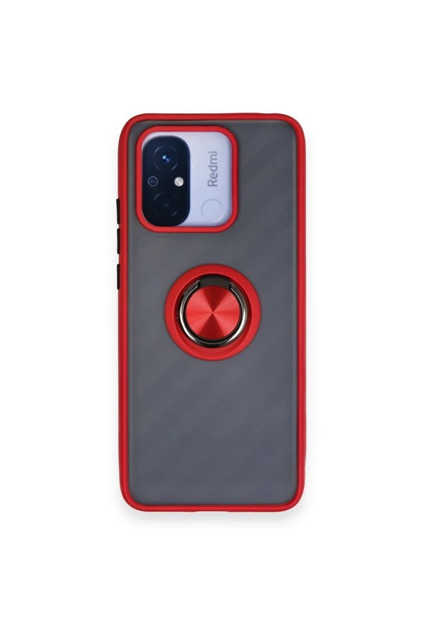 CepteToptan Xiaomi Redmi 12C Kılıf Montreal Yüzüklü Silikon Kapak - Kırmızı - DROPX6493-9991