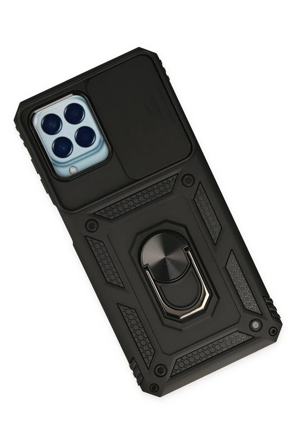 Samsung Galaxy M33 Kılıf Pars Lens Yüzüklü Si̇li̇kon - Si̇yah - Dropx6515-6303