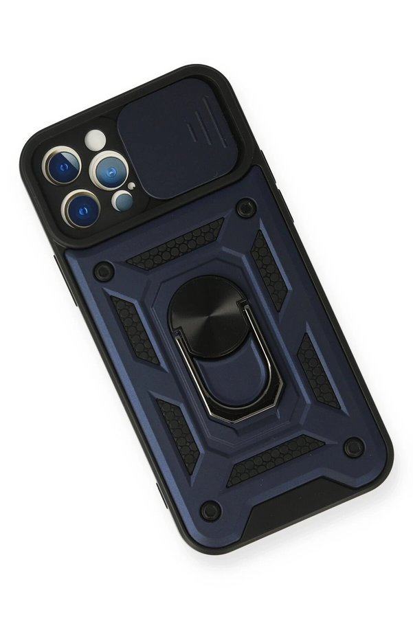 İphone 12 Pro Kılıf Pars Lens Yüzüklü Si̇li̇kon - Laci̇vert - Dropx7550-7375